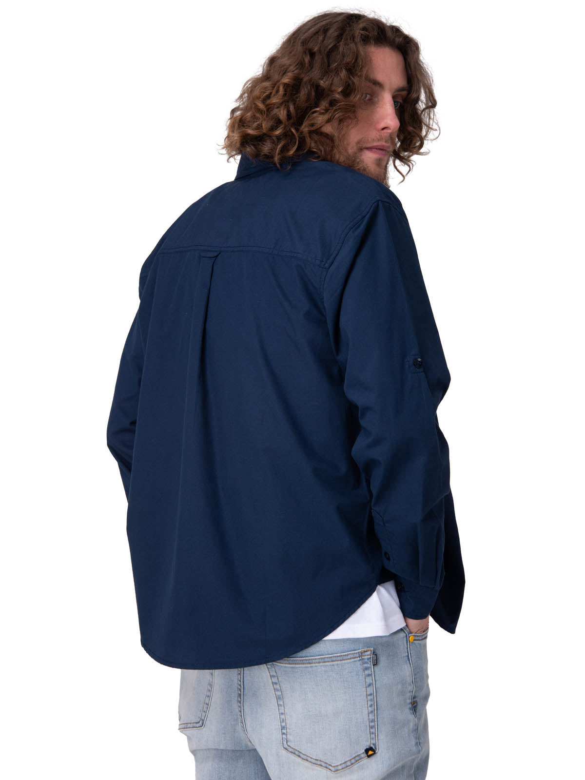 Camisa Manga Larga Hombre Convertible L/S Popl Azul
