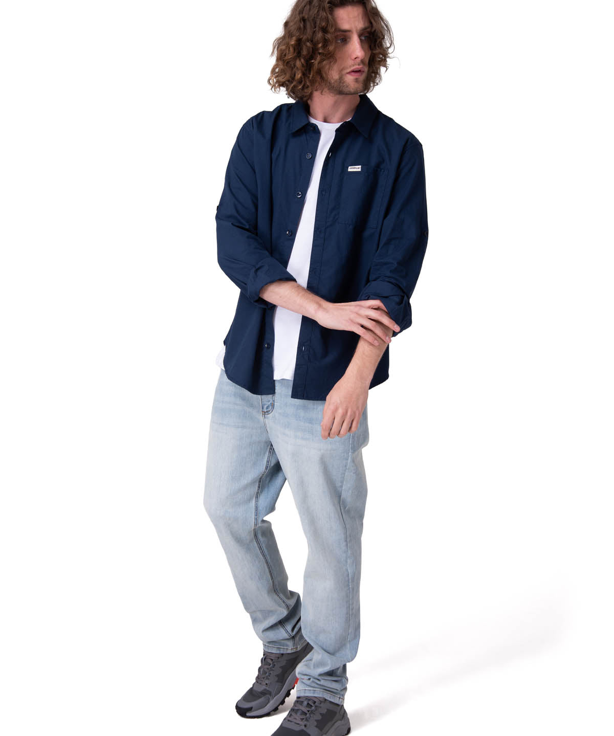 Camisa Manga Larga Hombre Convertible L/S Popl Azul