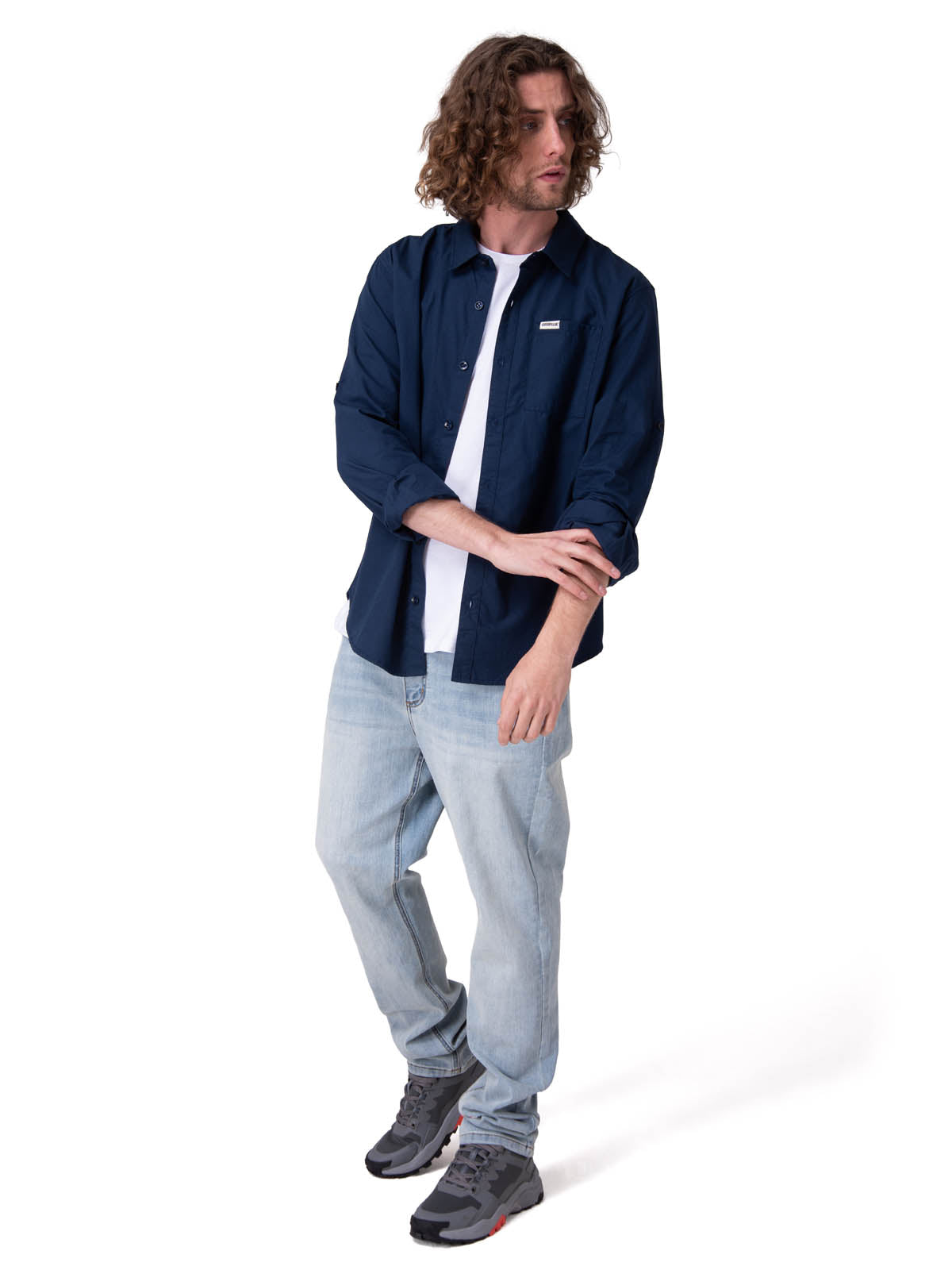 Camisa Manga Larga Hombre Convertible L/S Popl Azul