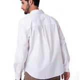 Camisa Manga Larga Hombre Popplin Convertible Blanco Cat