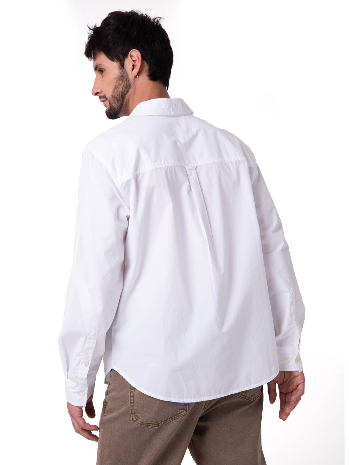 Camisa Manga Larga Hombre Popplin Convertible Blanco Cat