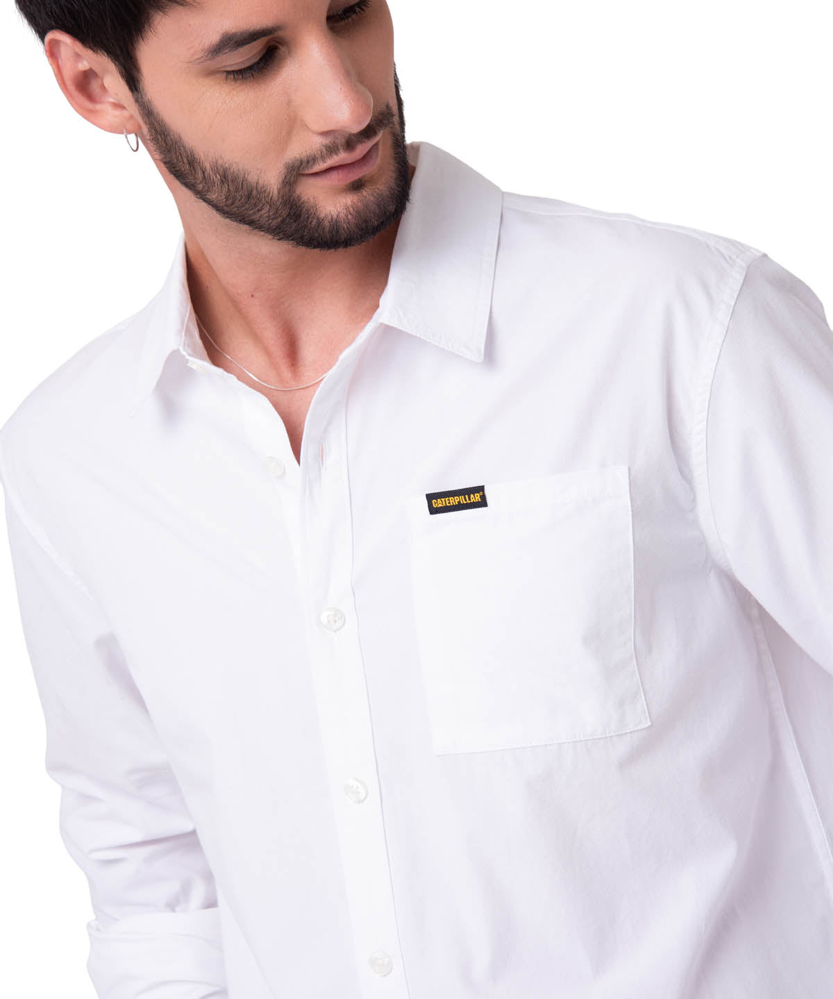 Camisa Manga Larga Hombre Popplin Convertible Blanco Cat