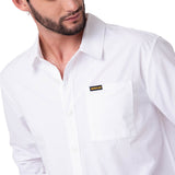 Camisa Manga Larga Hombre Popplin Convertible Blanco Cat