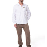 Camisa Manga Larga Hombre Popplin Convertible Blanco Cat