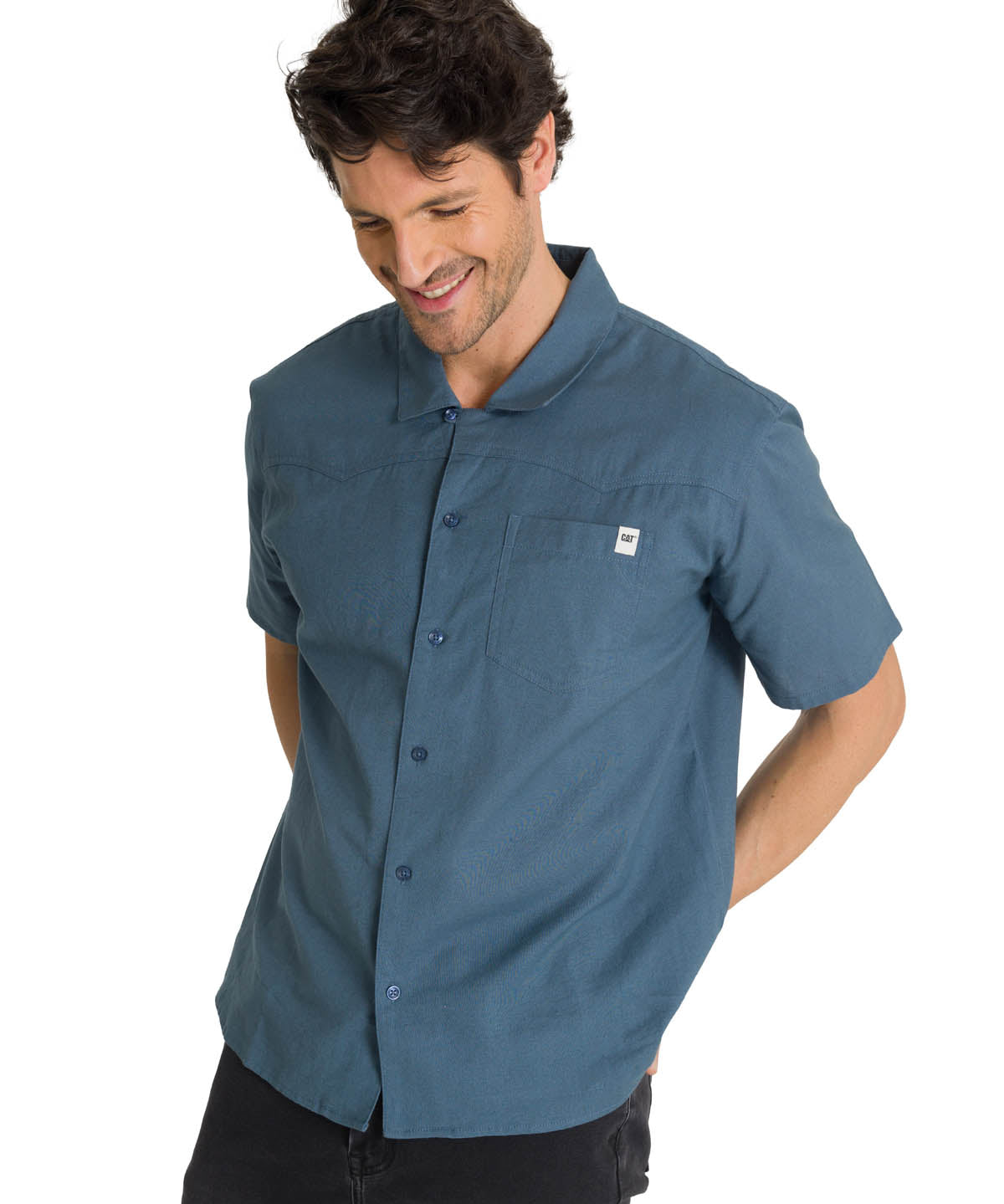 Camisa Manga Corta Hombre Western Camp Azul CAT