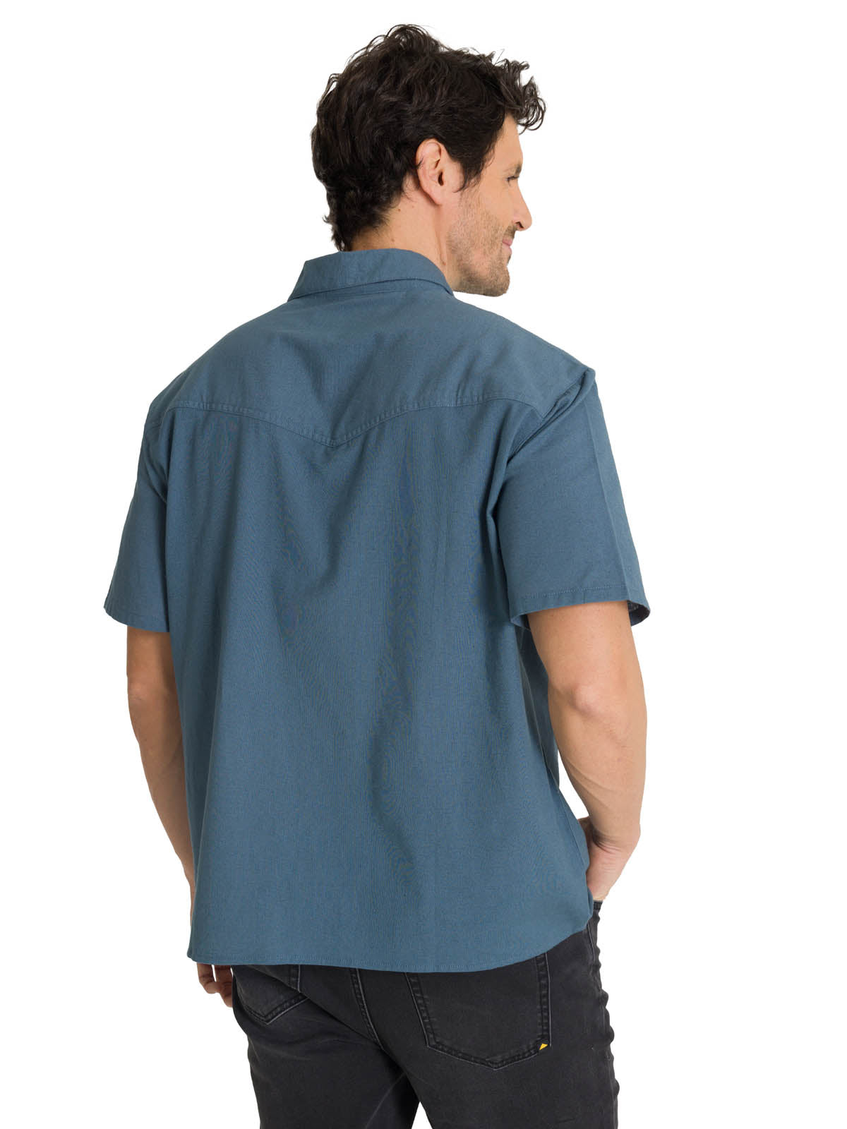 Camisa Manga Corta Hombre Western Camp Azul CAT