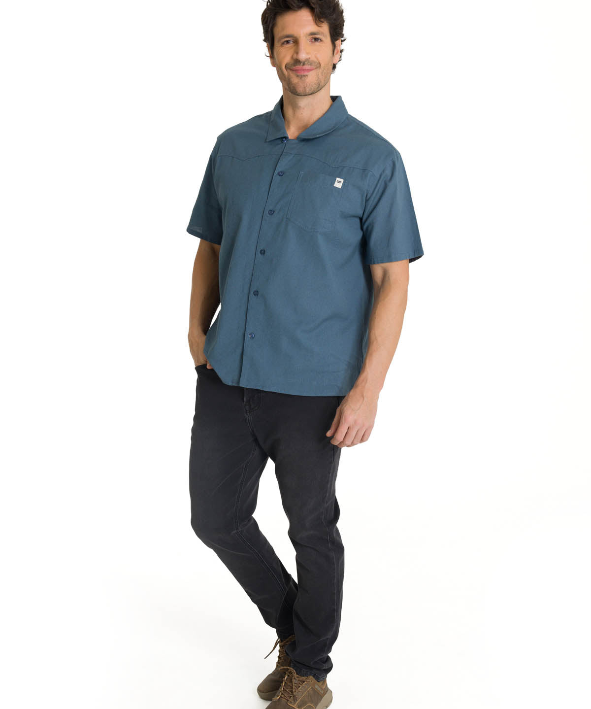 Camisa Manga Corta Hombre Western Camp Azul CAT