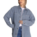 Chaqueta Oversized Mujer Stripe Denim Azul CAT