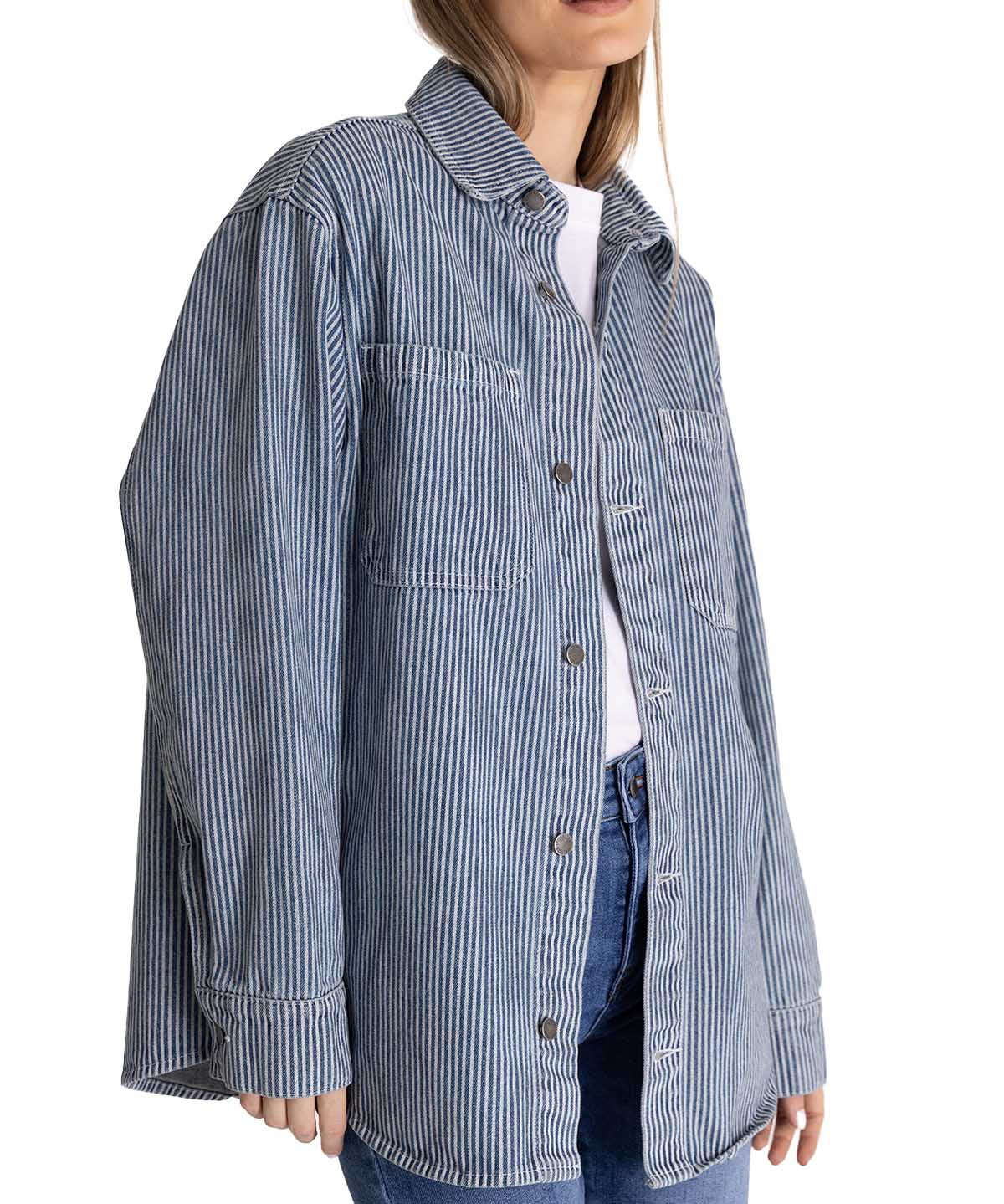 Chaqueta Oversized Mujer Stripe Denim Azul CAT