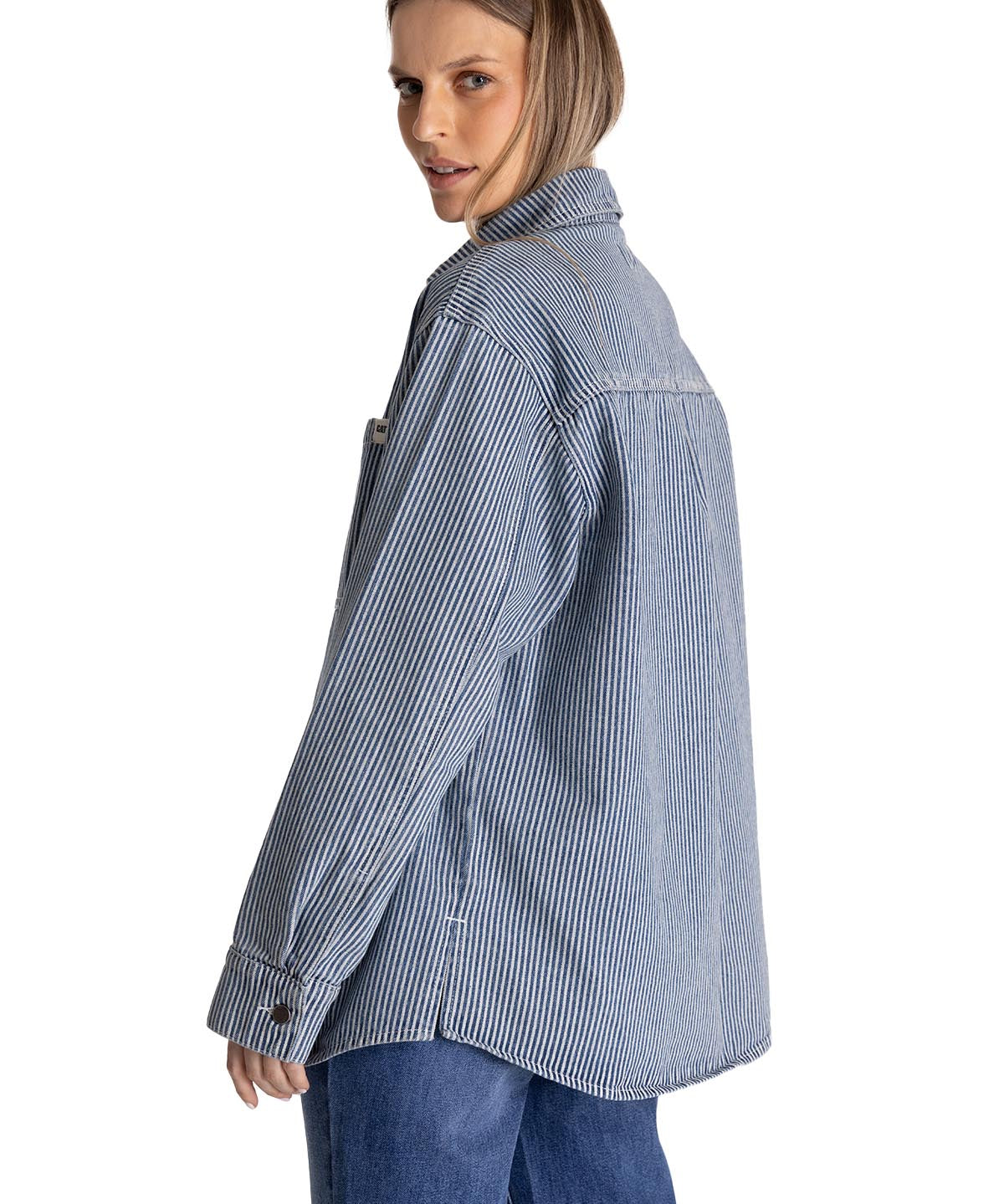 Chaqueta Oversized Mujer Stripe Denim Azul CAT