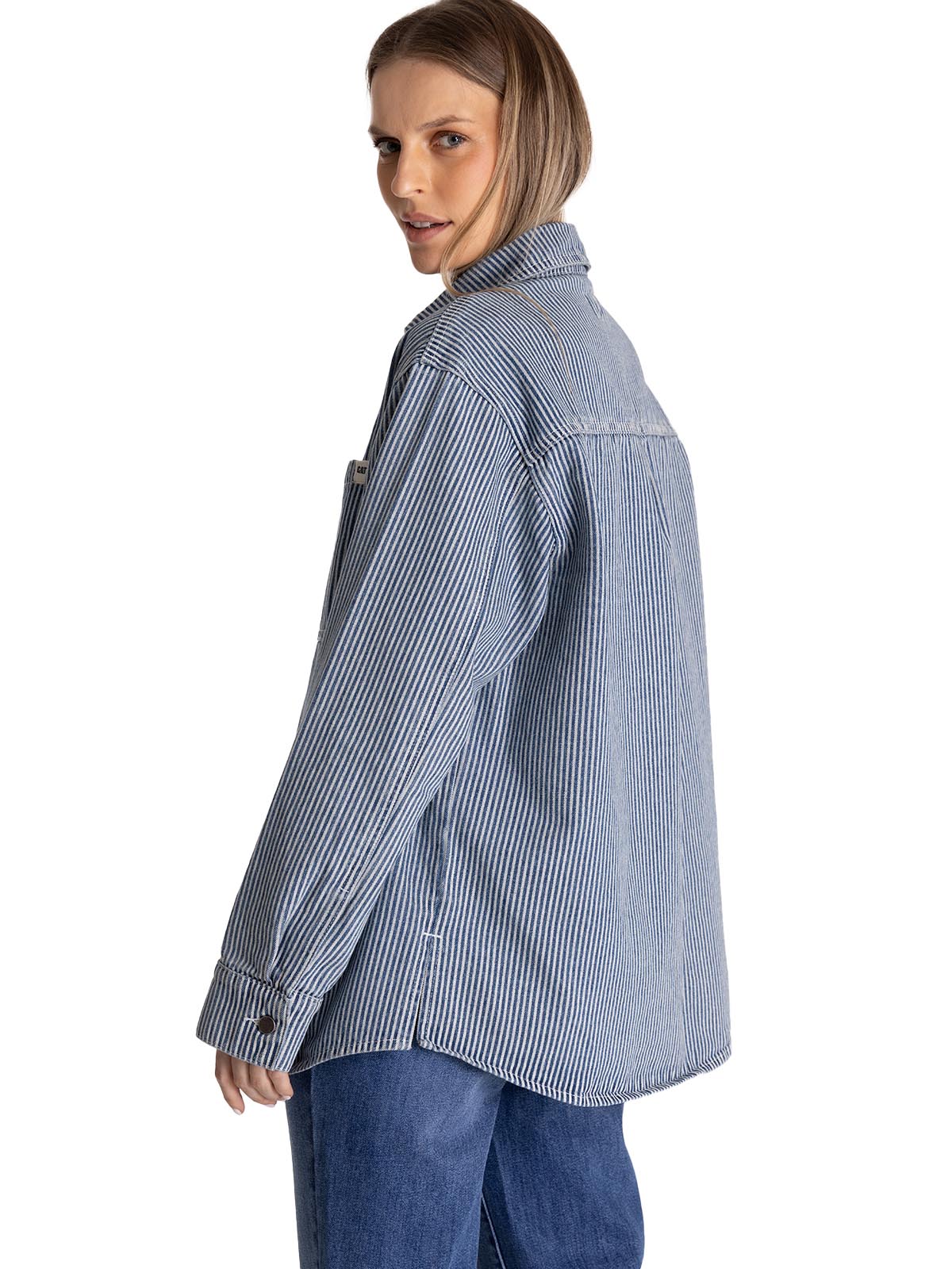 Chaqueta Oversized Mujer Stripe Denim Azul CAT