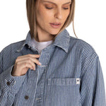 Chaqueta Oversized Mujer Stripe Denim Azul CAT
