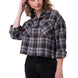 Camisa Manga Larga Mujer Cropped Flannel Negro Cat