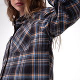Camisa Manga Larga Mujer Cropped Flannel Negro Cat