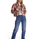 Camisa Manga Larga Mujer Cropped Flannel Terracota CAT