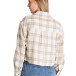 Camisa Manga Larga Mujer Cropped Flannel Beige CAT
