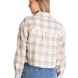 Camisa Manga Larga Mujer Cropped Flannel Beige CAT