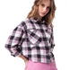 Camisa Manga Larga Mujer Cropped Flannel Rosa Cat