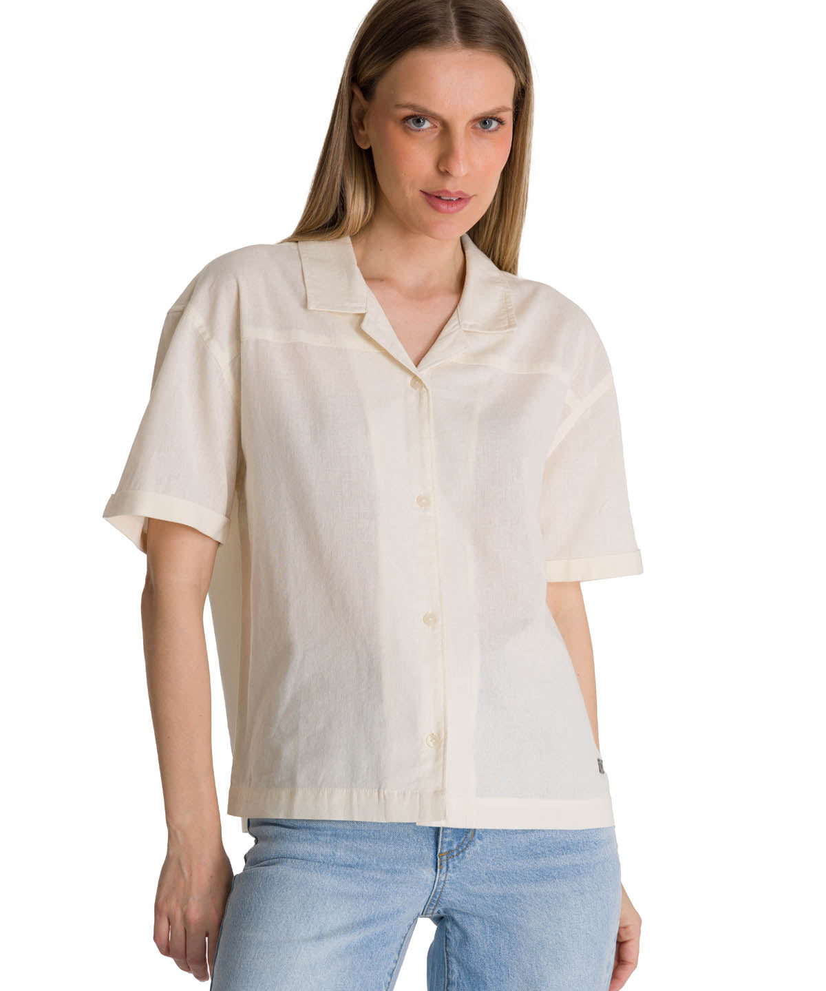 Camisa Manga Corta Mujer Lightweight Camp Blanco CAT