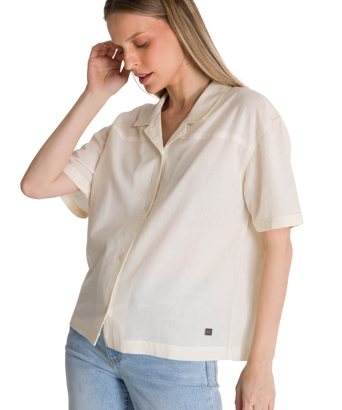 Camisa Manga Corta Mujer Lightweight Camp Blanco CAT