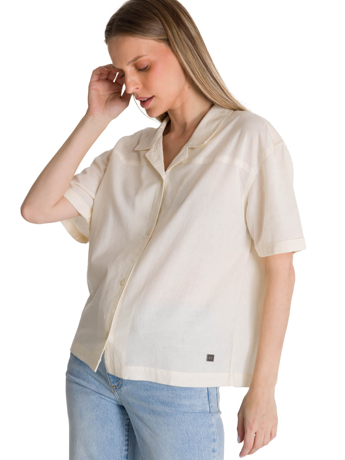 Camisa Manga Corta Mujer Lightweight Camp Blanco CAT