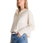 Camisa Manga Larga Mujer Cropped Blanco CAT