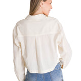 Camisa Manga Larga Mujer Cropped Blanco CAT