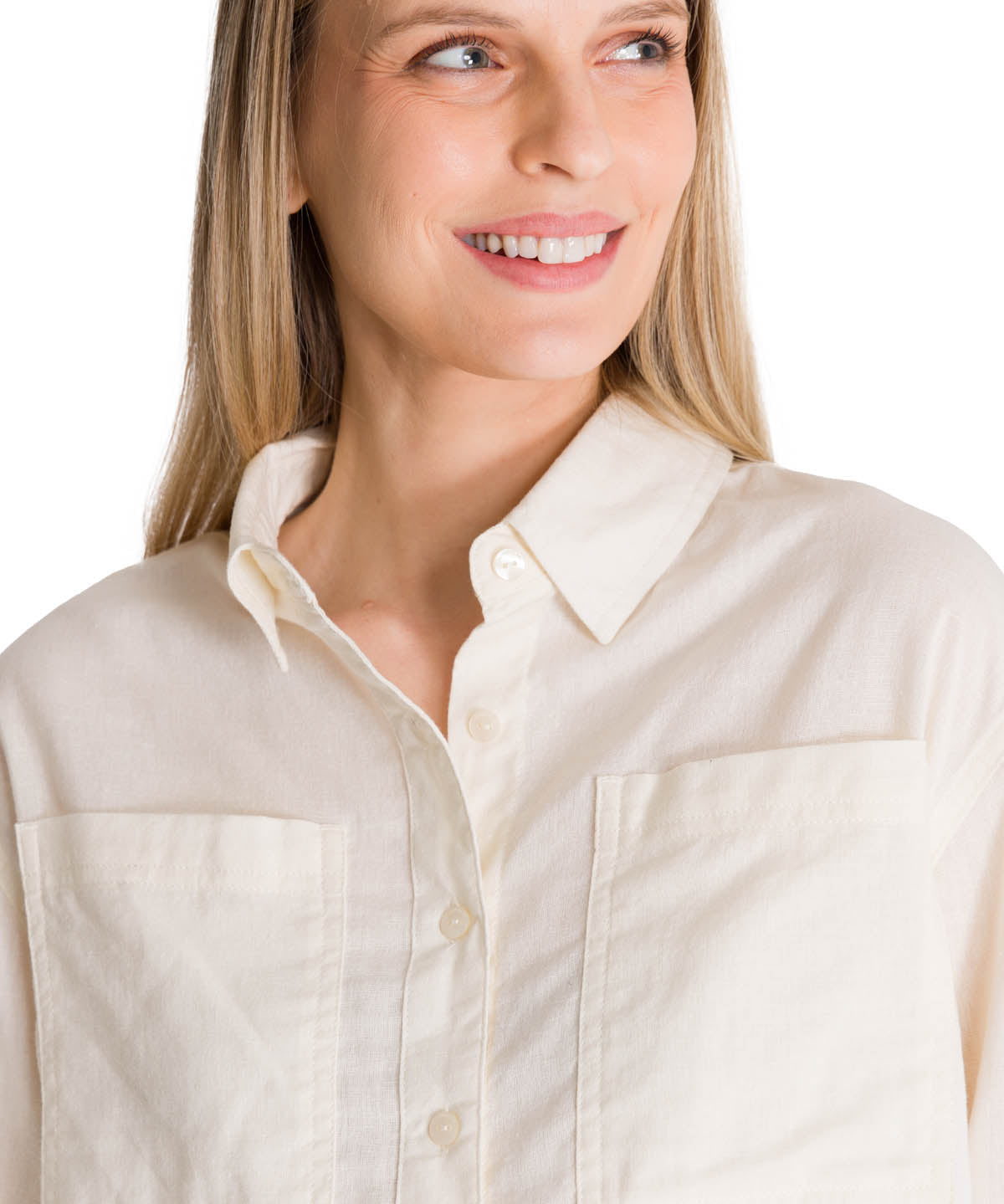 Camisa Manga Larga Mujer Cropped Blanco CAT