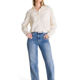 Camisa Manga Larga Mujer Cropped Blanco CAT