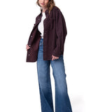 Camisa Denim Mujer Oversized Lineas Burdeo Cat