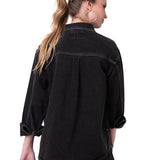 Camisa Denim Manga Larga Mujer Oversized Negro Cat