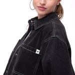 Camisa Denim Manga Larga Mujer Oversized Negro Cat