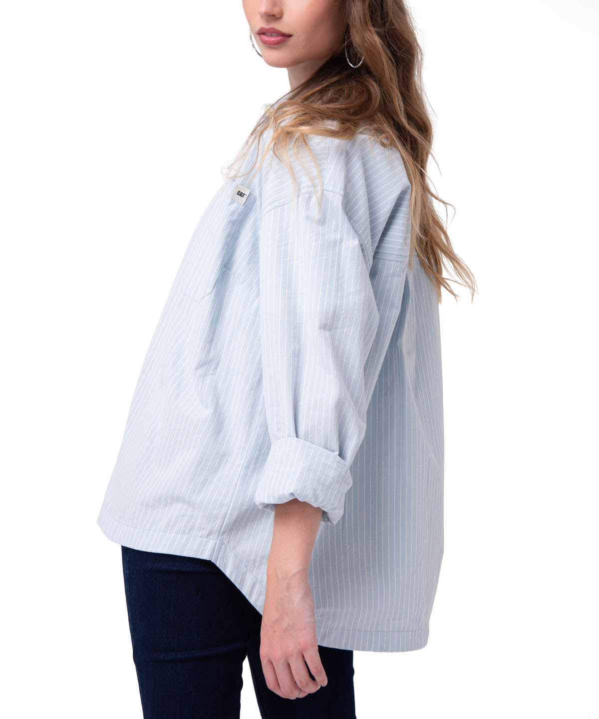 Camisa Manga Larga Mujer Oversized Celeste Cat