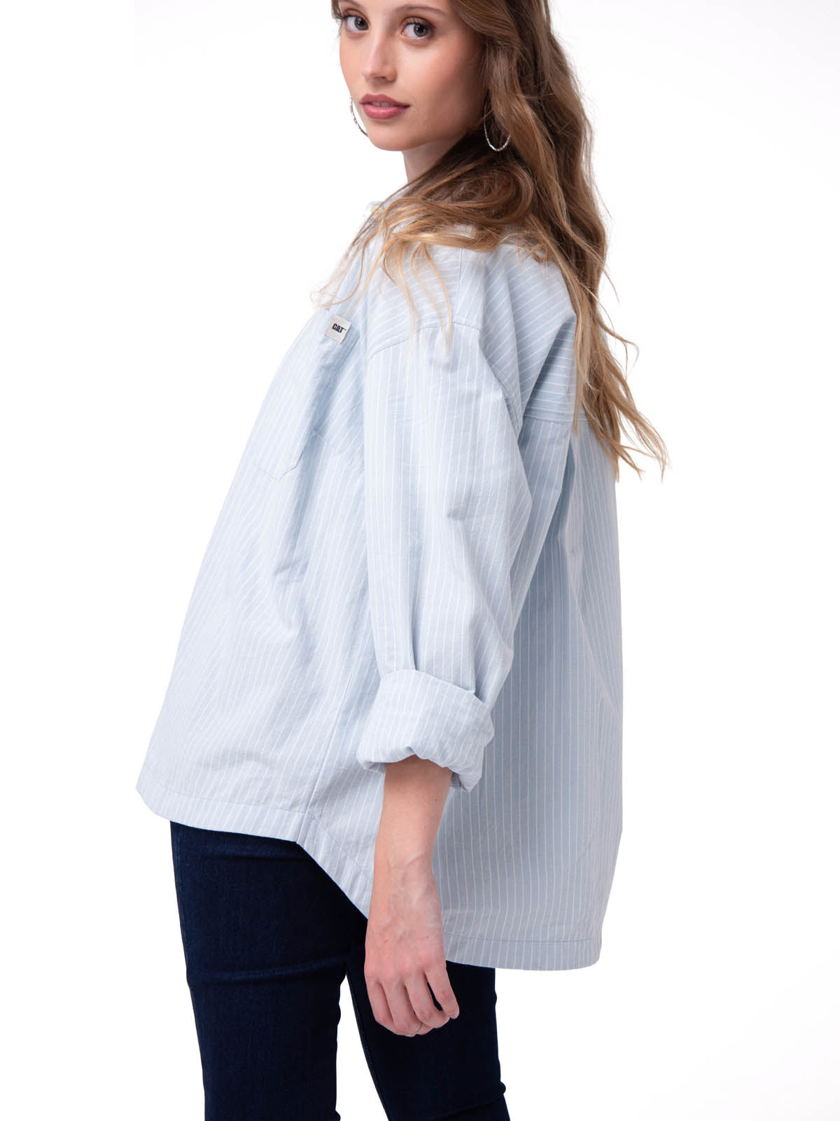Camisa Manga Larga Mujer Oversized Celeste Cat