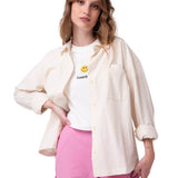 Camisa Manga Larga Mujer Oversized Blanco Cat