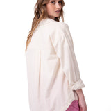 Camisa Manga Larga Mujer Oversized Blanco Cat