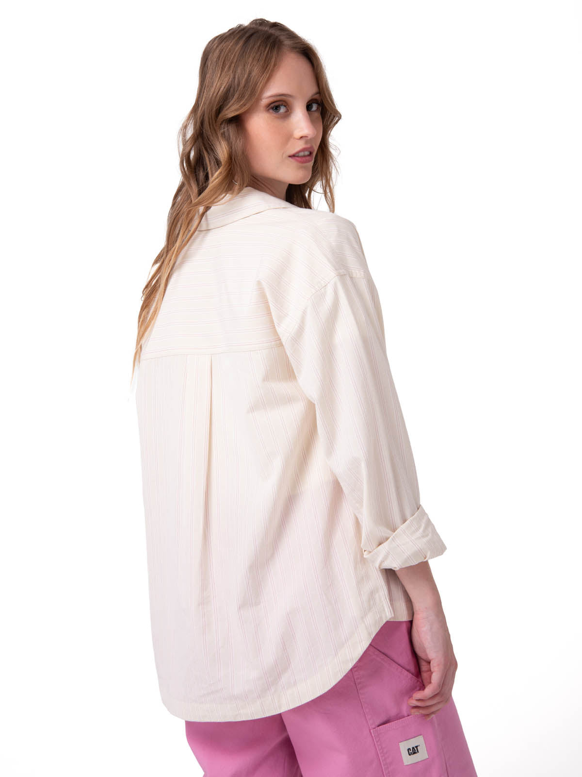 Camisa Manga Larga Mujer Oversized Blanco Cat