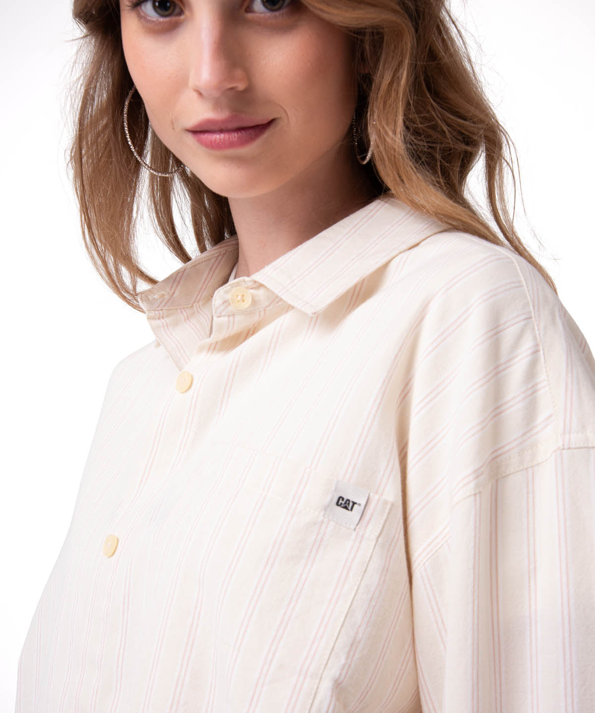 Camisa Manga Larga Mujer Oversized Blanco Cat