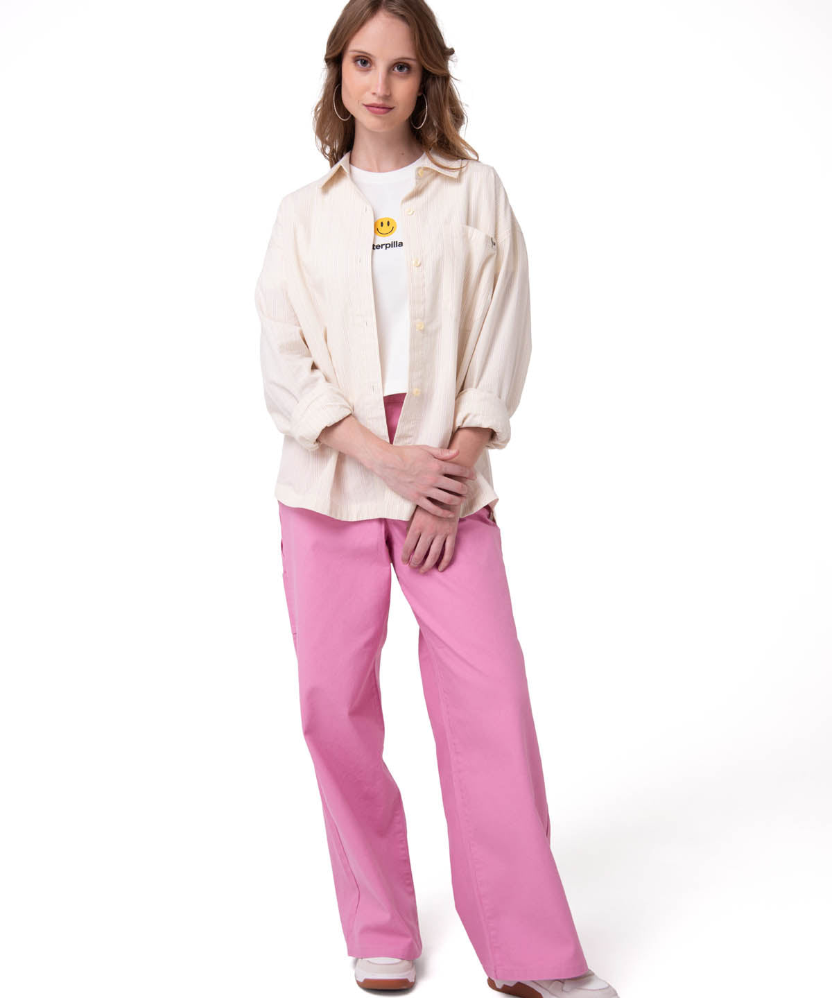 Camisa Manga Larga Mujer Oversized Blanco Cat