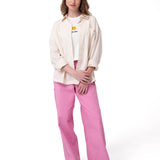 Camisa Manga Larga Mujer Oversized Blanco Cat