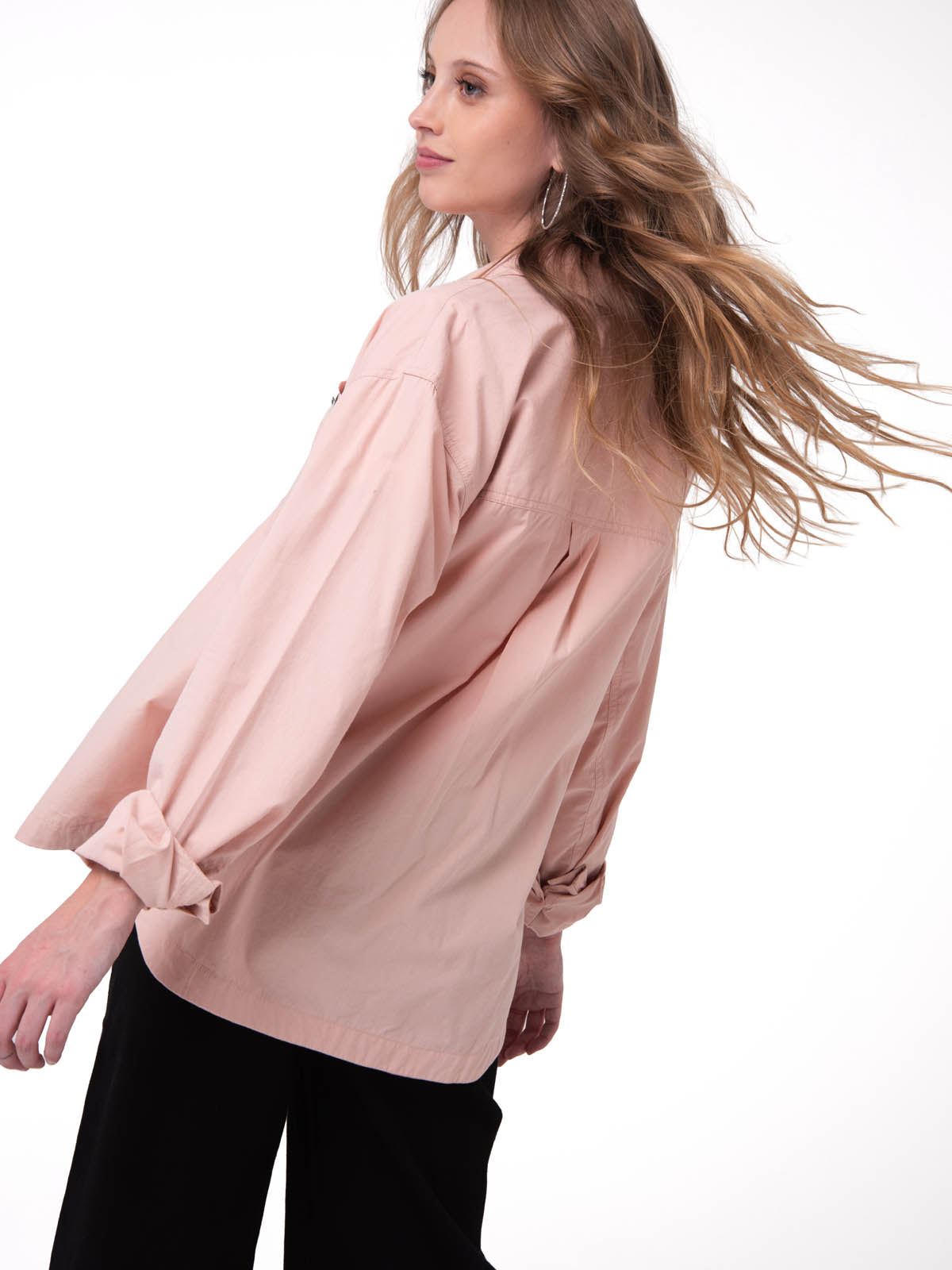 Camisa Manga Larga Mujer Oversized Rosa Cat