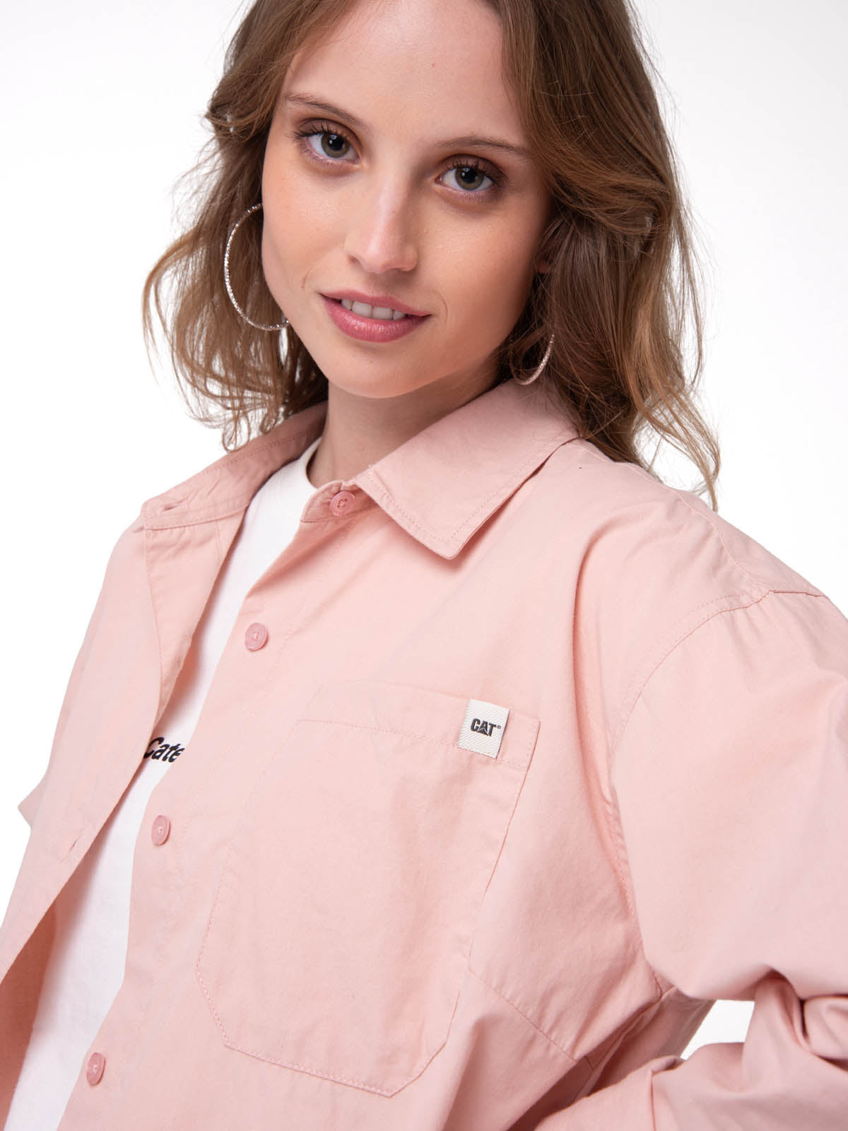 Camisa Manga Larga Mujer Oversized Rosa Cat
