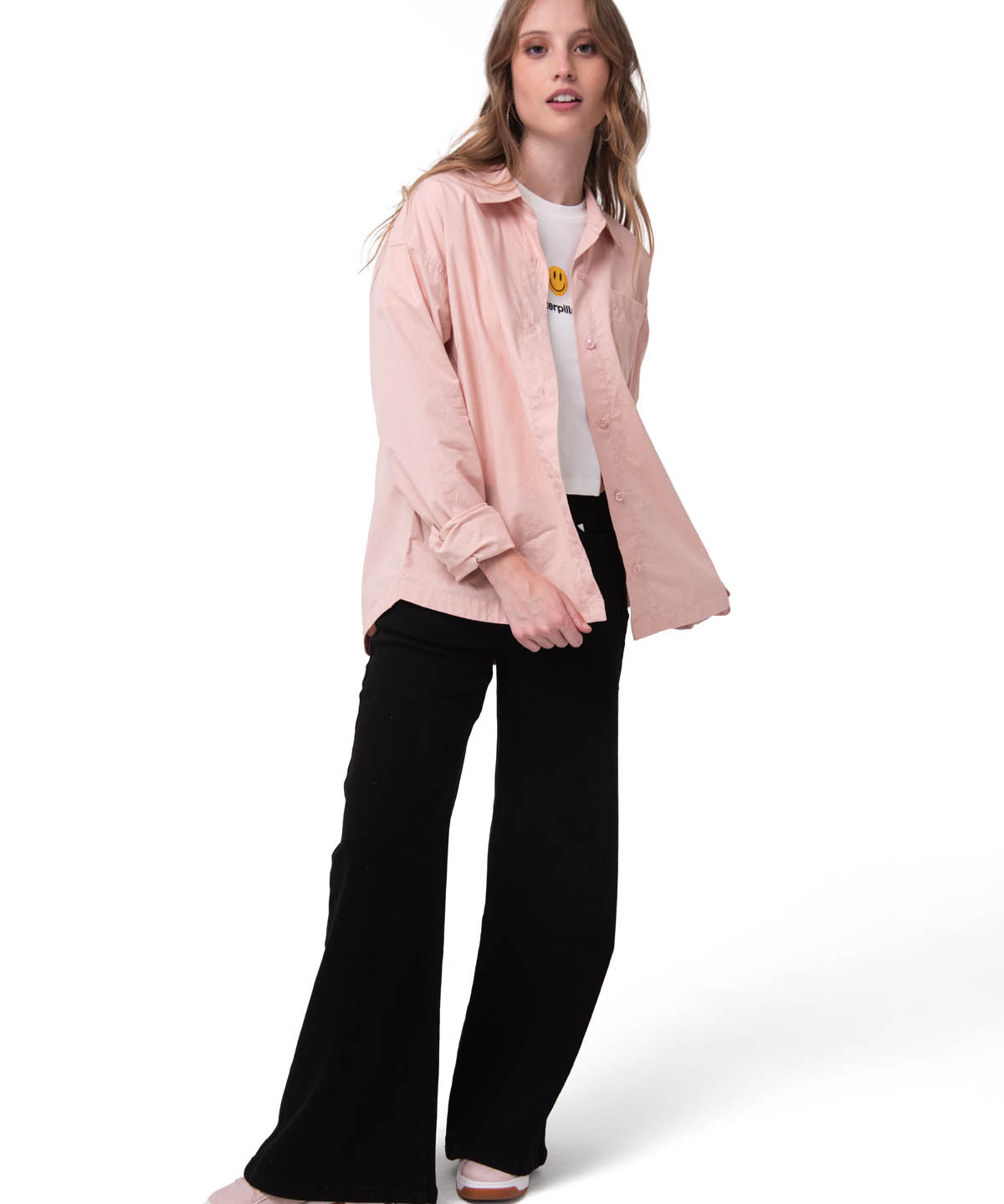 Camisa Manga Larga Mujer Oversized Rosa Cat