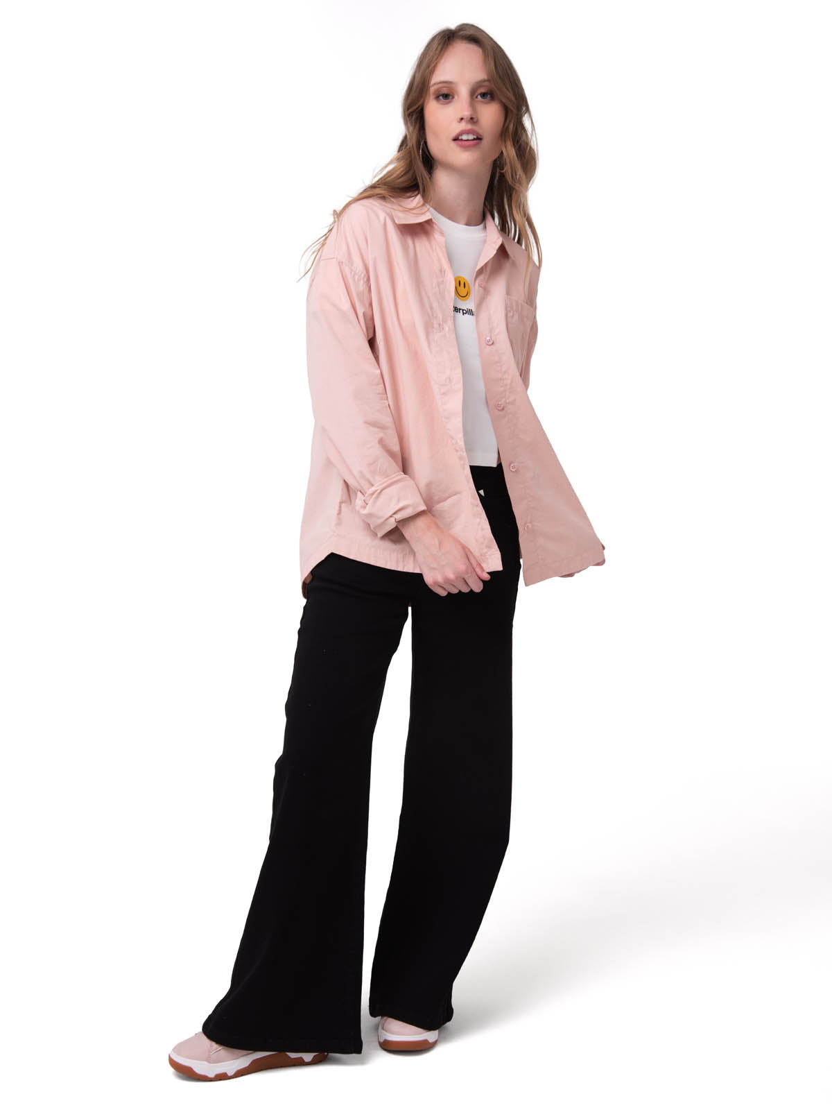 Camisa Manga Larga Mujer Oversized Rosa Cat