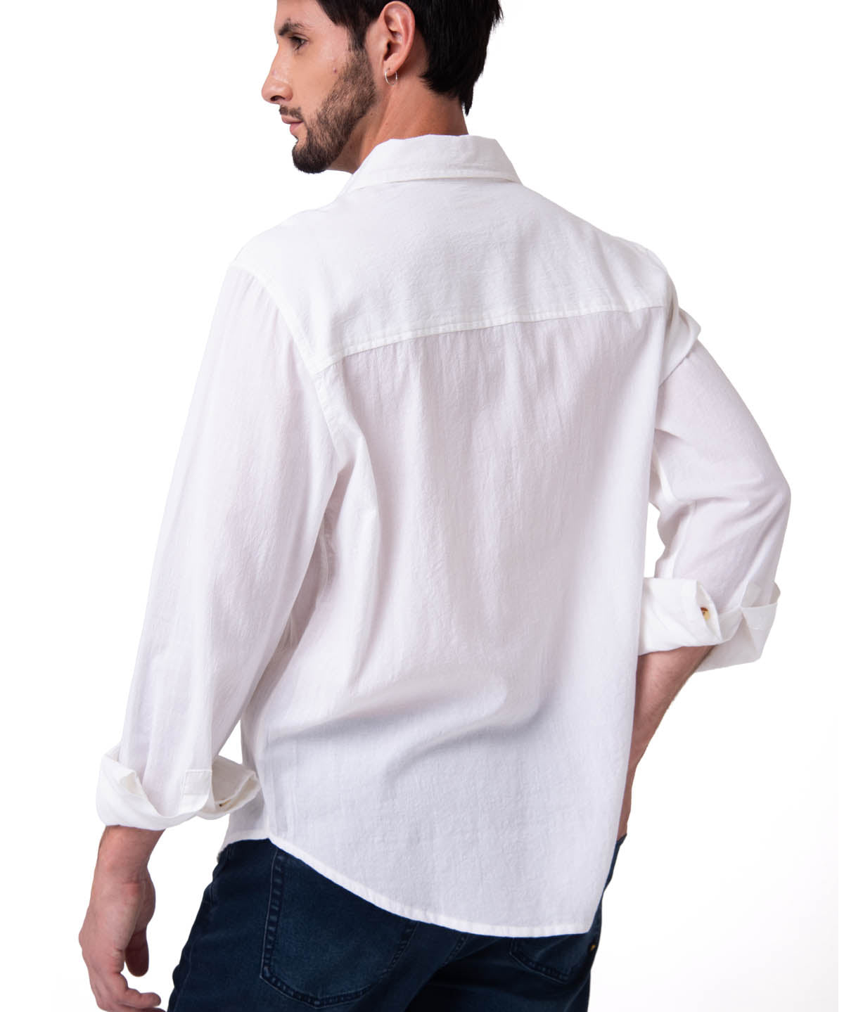 Camisa Manga Larga Hombre Lightweight Relaxed Blanco Cat