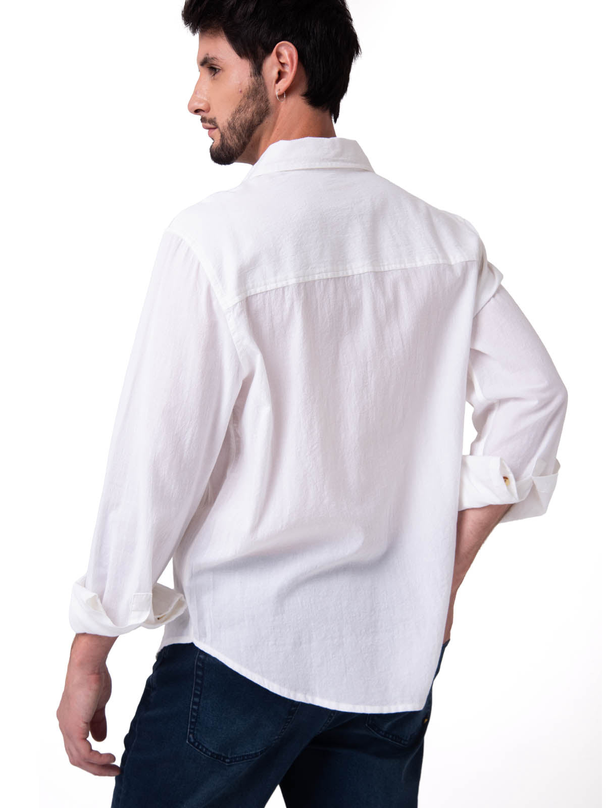 Camisa Manga Larga Hombre Lightweight Relaxed Blanco Cat