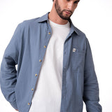 Camisa Manga Larga Hombre Lightweight Relaxed Azul Cat