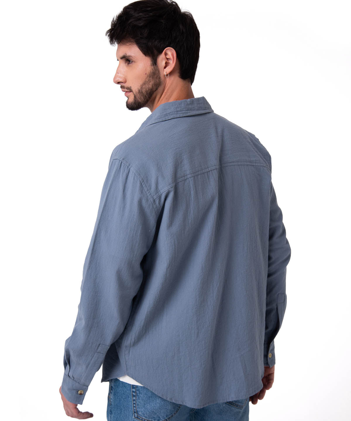 Camisa Manga Larga Hombre Lightweight Relaxed Azul Cat