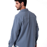 Camisa Manga Larga Hombre Lightweight Relaxed Azul Cat