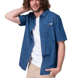 Camisa Manga Corta Hombre Chambray Short Sleev Azul